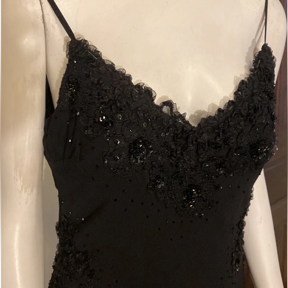 Vintage 90’s Y2K Silk Dress Beaded Dress Fairy Prom Black Silk Slip Whimsy goth - Picture 8 of 17